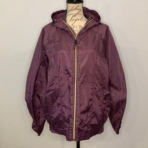DICKIES zip front hooded windbreaker jacket eggplant L